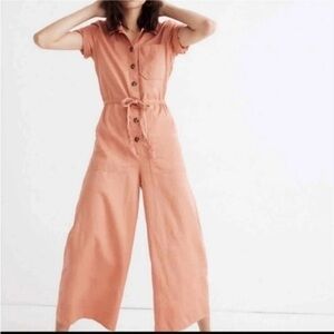 Madewell Women's Size 0 Wide Leg Utility Jumpsuit in Dried Coral Melon Retro